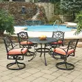 6654-305C Sanibel 42 Black 5 Piece Outdoor Dining Set with Swivel Chairs