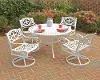 6652-325 Sanibel 48 White 5 Piece Outdoor Dining Set with Swivel Chairs