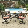 Sanibel 48 Black 5 Piece Outdoor Dining Set with Swivel Chairs