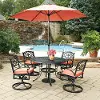 Sanibel 48 Black 6 Piece Outdoor Dining Set with Swivel Chairs