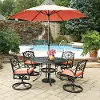 Sanibel 48 Black 6 Piece Outdoor Dining Set with Swivel Chairs