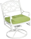 6652-53C Sanibel White Outdoor Swivel Chair with Green Cushions