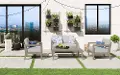 5675-6010D21 Sustain Brown 4-Piece Outdoor Conversation Set with Loveseat