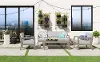 5675-3010D21 Sustain Brown 4 Piece Outdoor Conversation Set with Sofa