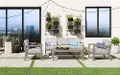 5675-3010D21 Sustain Brown 4 Piece Outdoor Conversation Set with Sofa