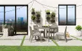 5675-3781D80D Sustain Brown 5 Piece Outdoor Dining Table with Armchairs