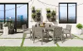 5675-31-81S Sustain Brown Outdoor Dining Table and Six Armchairs