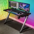X Rocker Black Gaming Desk with XL Mousepad and Game Holder