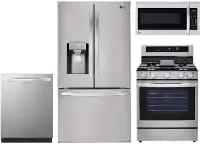 KIT LG 4 Piece Gas Kitchen Appliance Package - Stainless Steel