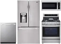KIT LG 4 Piece Gas Kitchen Appliance Package - Stainless Steel