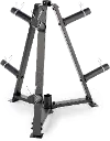 Impex Black 6-Peg Olympic Weight Plate Tree and Vertical Bar Holder