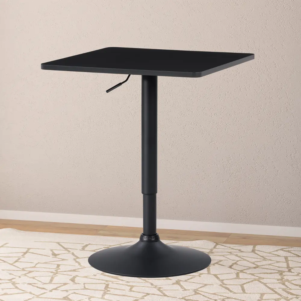 Black Square Adjustable Height Pedestal Table-1