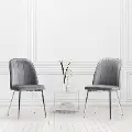 Nash Dark Gray Velvet Tufted Side Chair, Set of 2