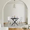 Nash White Velvet Side Chair with Black Legs, Set of 2