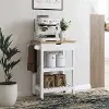Sage White Open Storage Wood Kitchen Cart