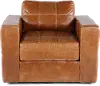 Sunset Light Brown Leather Swivel Chair