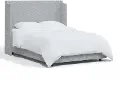 970BEDZMPMC Hattie Gray Notched Wingback Twin Bed - Skyline Furniture