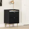 13536 Hype Black and Faux Carrara Marble 2-Drawer Nightstand - South Shore