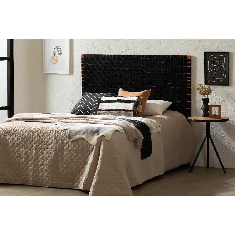 13749 Balka Matte Black Leather Queen Headboard - South Shore