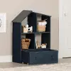 13902 Sweedi Dark Blue Bookcase with Storage Bin - South Shore