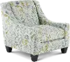 American Farmhouse Off-White Leaf Print Accent Chair