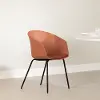 14210 Flam Burnt Orange Chair with Black Metal Legs