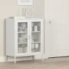 14494 Eddison White Mesh 2-Door Storage Cabinet