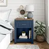 Armada Navy Nightstand with Walnut Top