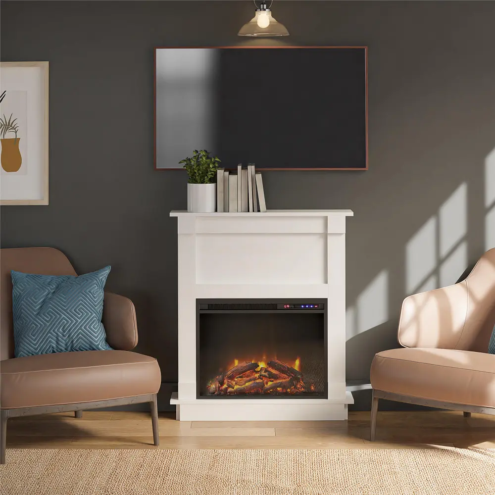 Ellsworth White Fireplace with Mantel-1