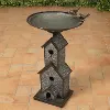 32.75 Inch Metal Birdhouse With Bath