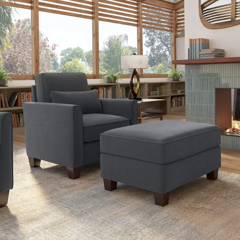 FLR010DGM Flare Dark Gray Microsuede Accent Chair with Ottoman Set