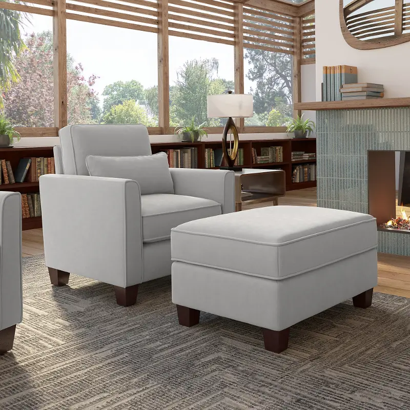 FLR010LGM Flare Light Gray Microsuede Accent Chair with Ottoman Set