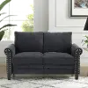 Jay Charcoal Loveseat with Nail Head Trim