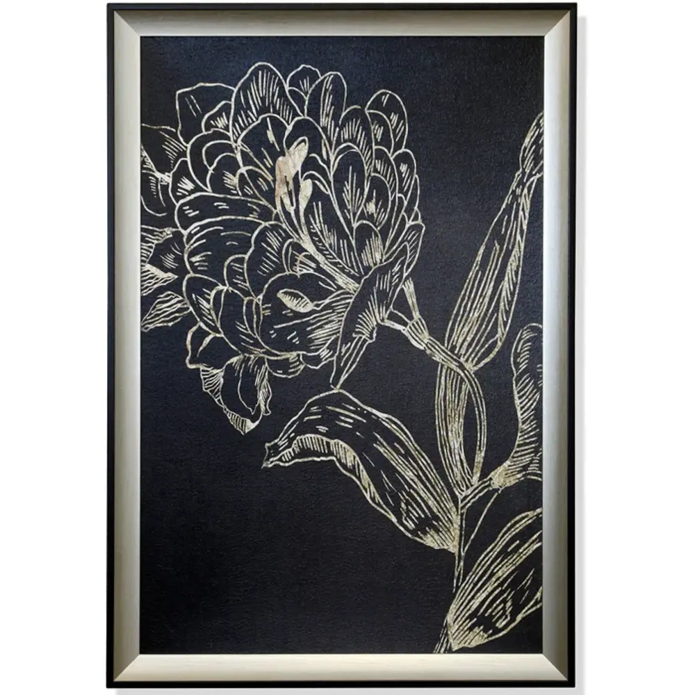 Folklore Black and Silver Flower Wall Art-1