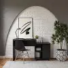 Ravelston Black Computer Desk with Cabinet and Wireless Charging Port