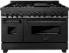 RAB-BR-48 ZLINE 6 cu ft Duel Fuel Double Oven Range - 48 W Black Stainless Steel