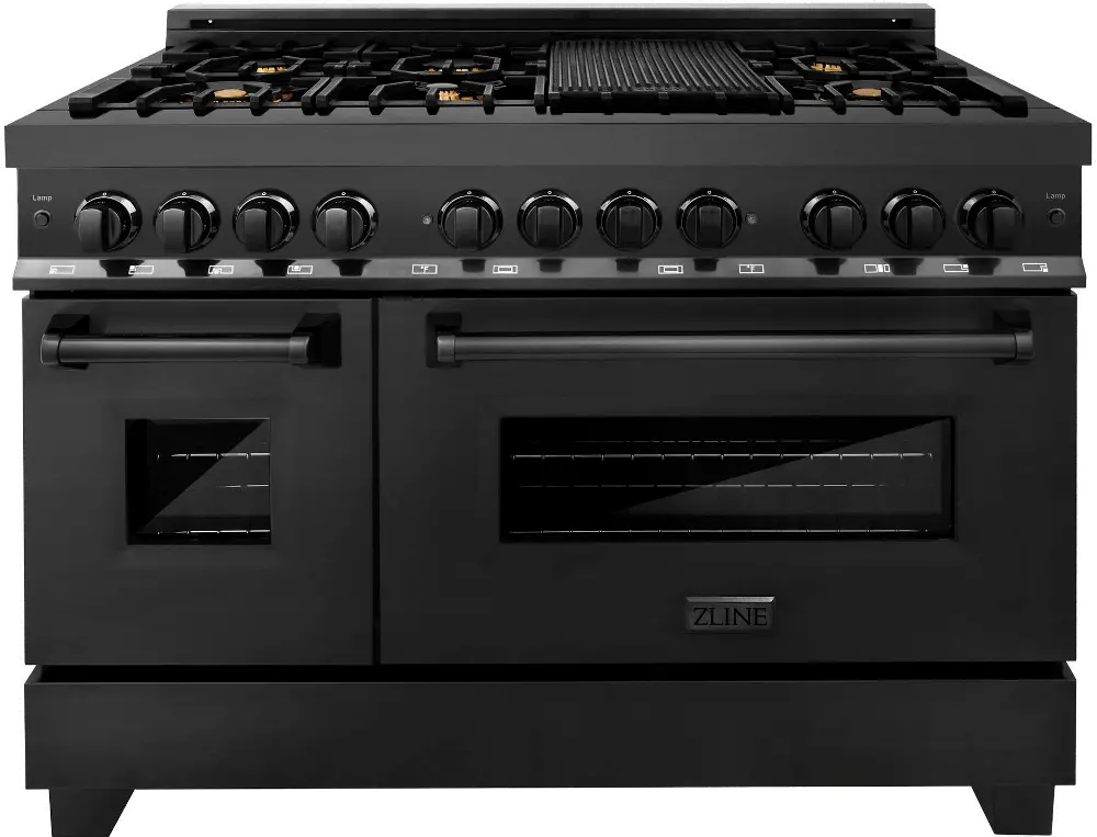 RAB-BR-60 ZLINE 7.4 cu ft Dual Fuel Double Oven Range - 60 W Black Stainless Steel-1