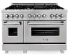 RAS-SN-48 ZLINE 6 cu ft Dual Fuel Double Oven Range - 48 W DuraSnow Stainless Steel
