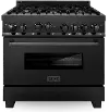 RGB-BR-36 ZLINE 4.6 cu ft Gas Range - 36 W Black Stainless Steel
