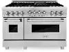 RGS-SN-48 ZLINE 6 cu ft Double Oven Gas Range - 48 W DuraSnow Stainless Steel