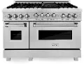 RGS-SN-48 ZLINE 6 cu ft Double Oven Gas Range - 48 W DuraSnow Stainless Steel