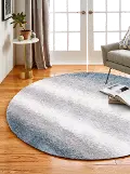 A164-WHBL-6 RND-AND106 Felton Blue and Gray 6 Foot Round Rug