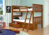 Mission Light Brown Twin-over-Twin Bunk Bed with Drawers
