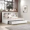 White Twin Bookcase Daybed with Trundle
