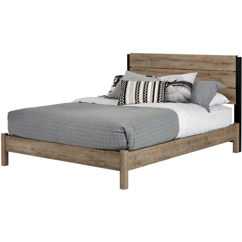 15137 Munich Weathered Oak Queen Platform Bed Set - South Shore