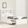 11274 White Twin Mates Bed with Bookcase Headboard - Vito