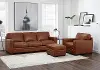 Chatsworth Brown Leather 3 Piece Living Room Set with Ottoman
