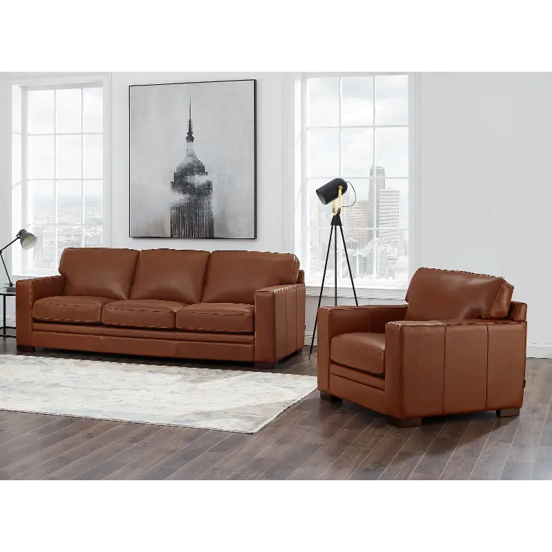 Chatsworth Brown Leather 2 Piece Sofa and Chair Set