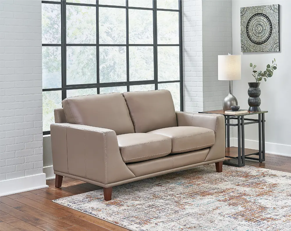 Sonoma Taupe Leather Loveseat-1