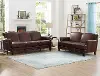 Manchester Brown Leather 2 Piece Living Room Set - Sofa & Loveseat